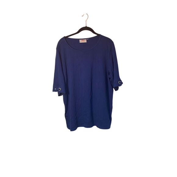 Quacker Factory crystal embellished grommet short sleeve tee s/XL - Picture 1 of 5
